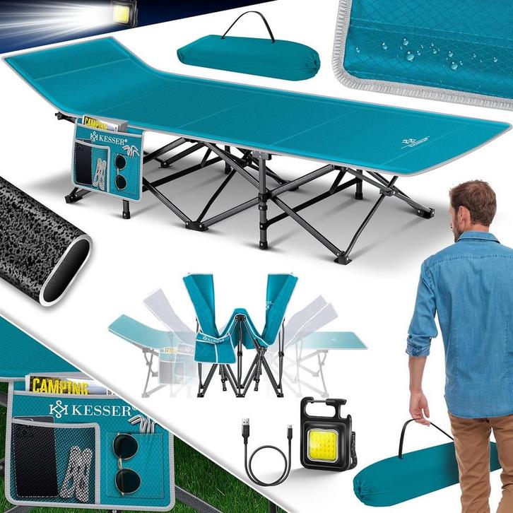 Veldbed - 1 Persoons - Kampeerbed - Stretcher - Blauw - KESS, Caravans en Kamperen, Luchtbedden, Nieuw, Verzenden