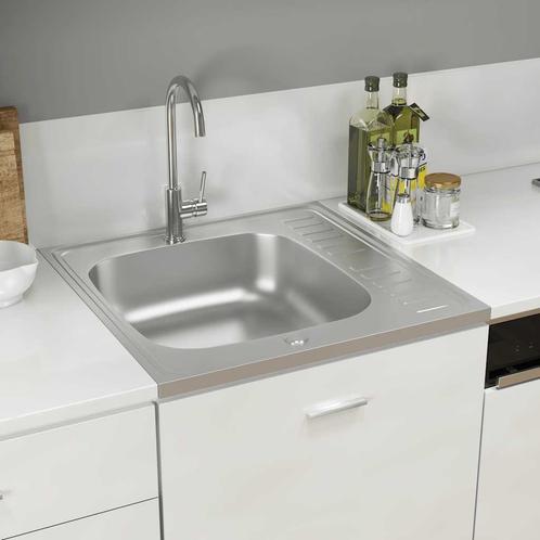 vidaXL Gootsteen met afvoerset 600x600x155 mm roestvrij, Huis en Inrichting, Keuken | Keukenelementen, Nieuw, Verzenden
