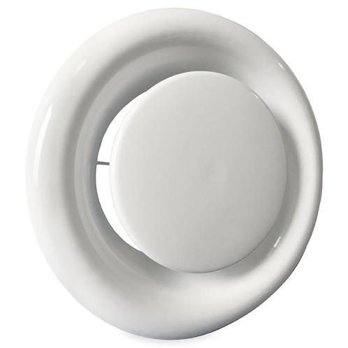 Rooster/ventiel (afzuiging) Ø 125mm staal - wit - MET VEER, Doe-het-zelf en Bouw, Ventilatie en Afzuiging, Nieuw, Verzenden