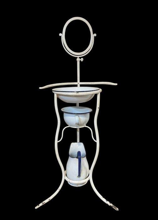 Lampetstel met standaard (5) - IJzer, Keramiek, spiegel -, Antiek en Kunst, Curiosa en Brocante