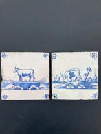 Carreau - Carreaux bleus de Delft anciens avec deux grandes