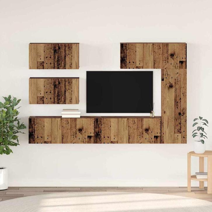 vidaXL Tv-meubelset 6 pcs Oud hout 30.5 x 30 x 90 cm Bewerkt, Huis en Inrichting, Kasten |Televisiemeubels, Nieuw, Verzenden