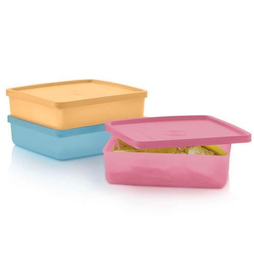 Tupperware 3 Broodtrommels Vierkant, Huis en Inrichting, Keuken | Tupperware, Nieuw, Verzenden