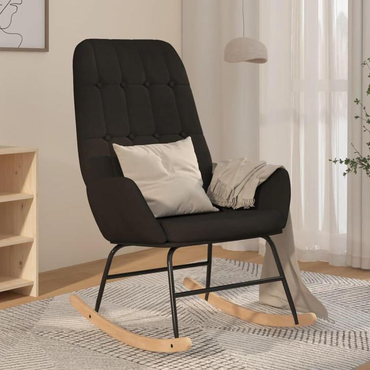 vidaXL Schommelstoel stof zwart, Huis en Inrichting, Stoelen, Nieuw, Verzenden