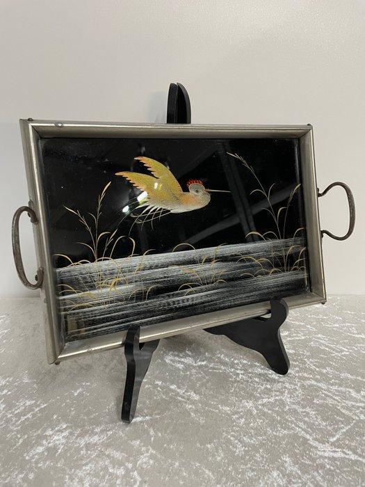 Dienblad - Hout, Metaal - Antiek Houten Dienblad, Antiek en Kunst, Antiek | Keukengerei