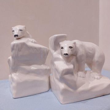 Faïencerie DOnnaing - Serre-livres (2) - Faience - Les ours, Antiquités & Art