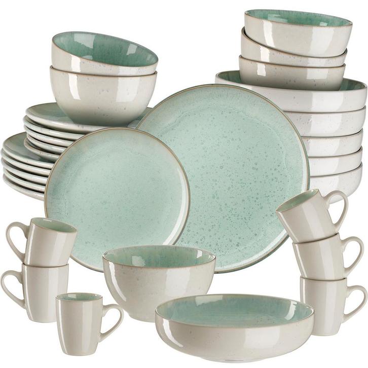 tectake Serviesset Mare van aardewerk, voor 6 personen - 30, Huis en Inrichting, Keuken | Servies, Verzenden