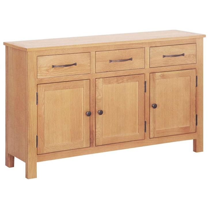 vidaXL Dressoir Bruin 112 x 33,5 x 70 cm Massief eikenhout, Huis en Inrichting, Kasten | Dressoirs, Nieuw, Verzenden