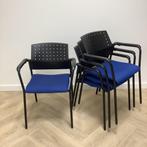 Tweedehands Complete set van 4 stuks vergaderstoelen, blauw, Gebruikt, Zwart