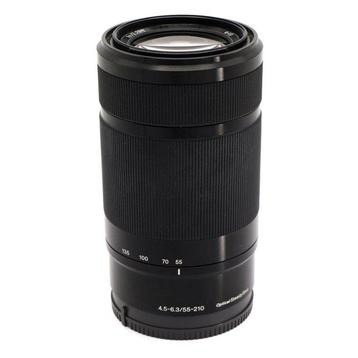 Sony E 55-210mm F/4.5-6.3 OSS zwart met zonnekap en filter, Nieuw