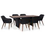 vidaXL 7-delige Tuinset met kussens poly rattan zwart, Tuin en Terras, Verzenden, Nieuw, Tuinset