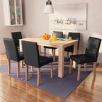 vidaXL Eettafel met stoelen kunstleer en eikenhout zwart 7, Verzenden