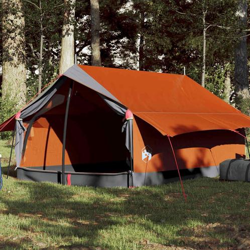 vidaXL Tent 2-persoons waterdicht grijs en oranje, Caravans en Kamperen, Tenten, Nieuw, Verzenden