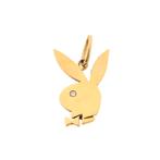 8 Krt. Playboy bunny hanger met zirconia (kettinghanger), Ophalen of Verzenden