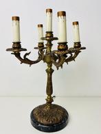 Bouilotte lamp - Mooie zware Franse Bouilotte lamp - Brons,, Antiek en Kunst