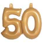 Opblaascijfer 50 Goud 45cm, Verzenden, Nieuw