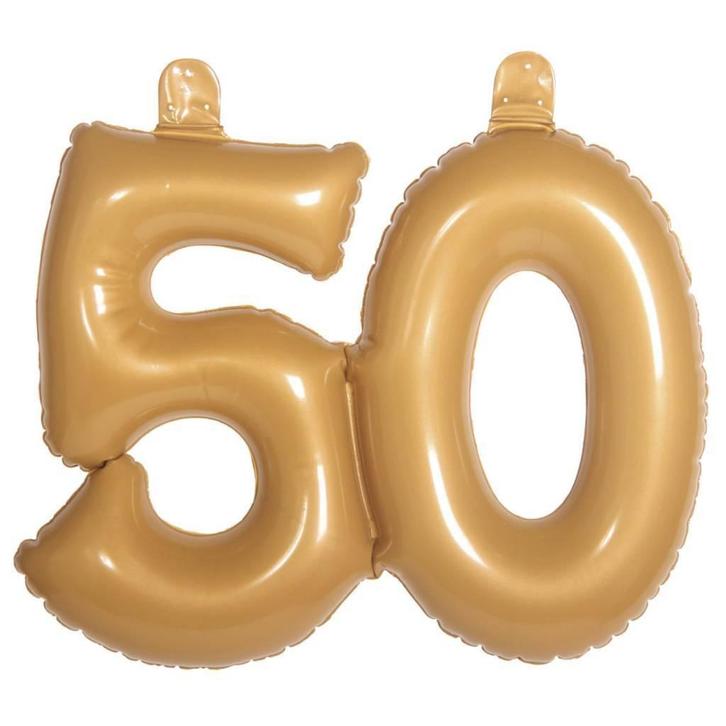Opblaascijfer 50 Goud 45cm, Hobby en Vrije tijd, Feestartikelen, Nieuw, Verzenden