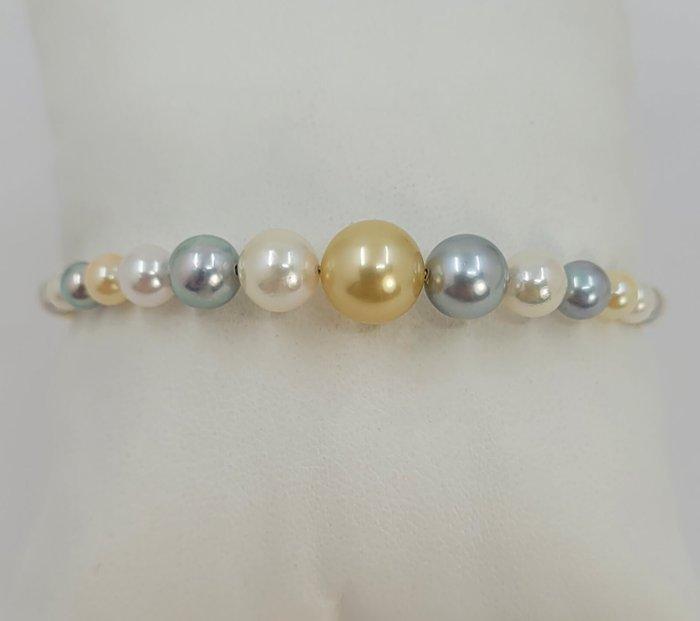 Armband - 18 karaat Geel goud - 4x9mm Akoya Pearls, Bijoux, Sacs & Beauté, Bracelets