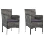vidaXL Tuinstoelen 2 st poly rattan grijs, Tuin en Terras, Tuinstoelen, Verzenden, Nieuw