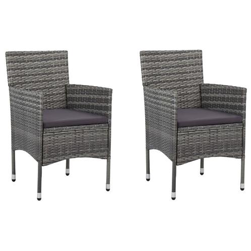 vidaXL Tuinstoelen 2 st poly rattan grijs, Tuin en Terras, Tuinstoelen, Nieuw, Verzenden