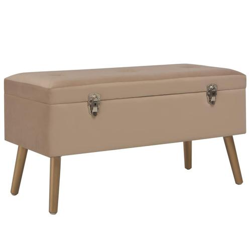 vidaXL Bankje met opbergvak 80 cm fluweel beige, Huis en Inrichting, Overige Huis en Inrichting, Nieuw, Verzenden