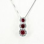 Halsketting - 18 karaat Witgoud Robijn - Diamant, Handtassen en Accessoires, Kettingen, Nieuw
