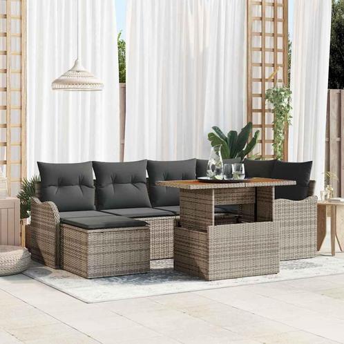 vidaXL 7-delige tuinset met kussens in het grijs van poly, Tuin en Terras, Tuinsets en Loungesets, Tuinset, Nieuw, Verzenden