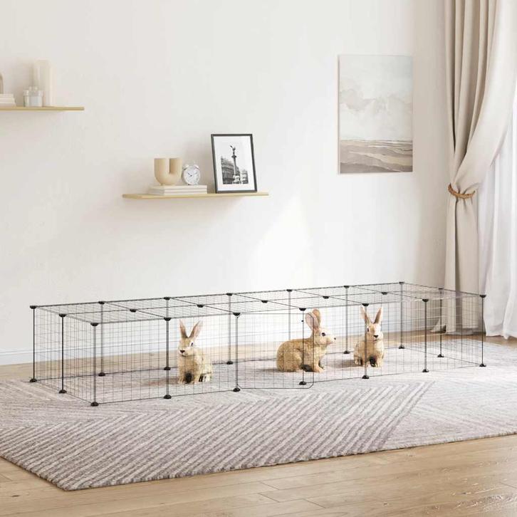 vidaXL Huisdierenkooi met deur 28 panelen 35x35 cm staal, Animaux & Accessoires, Rongeurs & Lapins | Cages & Clapiers, Envoi