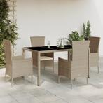 vidaXL 5-delige Tuinset met kussens poly rattan beige, Tuin en Terras, Verzenden, Nieuw, Tuinset