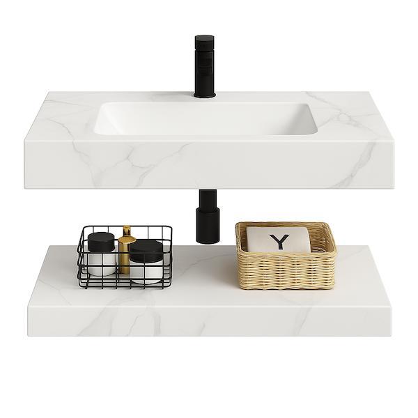 SALE - Varden 60 - Wit marmerlook - Badmeubel -, Huis en Inrichting, Woonaccessoires | Overige, Nieuw, Ophalen of Verzenden