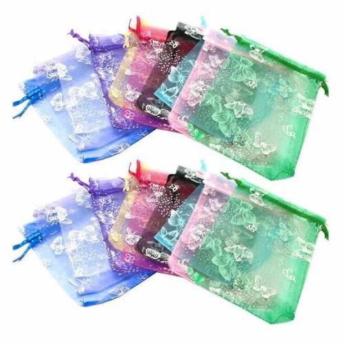 Fako Bijoux® - Organza Zakjes - 9x12cm - Vlinders Print -, Diversen, Cadeauverpakkingen, Verzenden