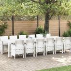 vidaXL Tuin Eettafel Set 13 pcs Wit Polt riet, Tuin en Terras, Verzenden, Nieuw