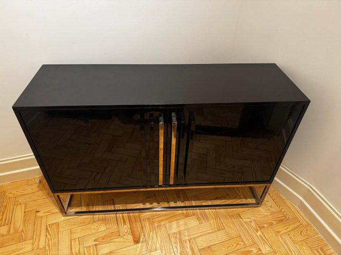 Dressoir - Hout, Roestvrij staal - Moderne zwart dressoir, Maison & Meubles, Maison & Meubles | Autre