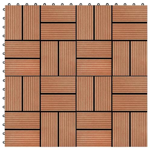 vidaXL Terrastegels 30x30 cm 1 m² HKC teakkleur 11 st, Doe-het-zelf en Bouw, Vloerdelen en Plavuizen, Nieuw, Verzenden