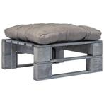 vidaXL Tuinhocker met grijs kussen pallet hout grijs, Tuin en Terras, Verzenden, Nieuw
