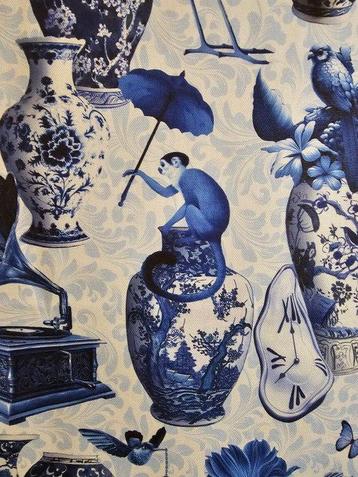 Tissu Vases Paradise avec singes et flamants roses -