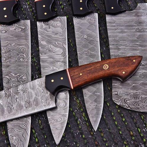 Couteau de cuisine - Chefs knife - Acier plié, bois avec, Antiek en Kunst, Antiek | Keukengerei