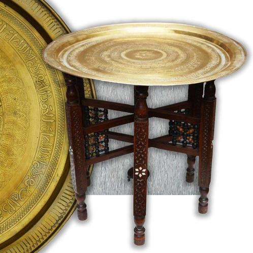 Folding table - Bois, Bronze patiné, Nacre - Égypte - circa, Antiek en Kunst, Kunst | Niet-Westerse kunst