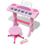 vidaXL Speelgoedkeyboard met krukje/microfoon en 37 toetsen, Kinderen en Baby's, Speelgoed | Overig, Nieuw, Verzenden