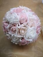 Bruidsboeket Foamrozen Wit Pink+ CremeRoze +parelkett ALICE, Nieuw