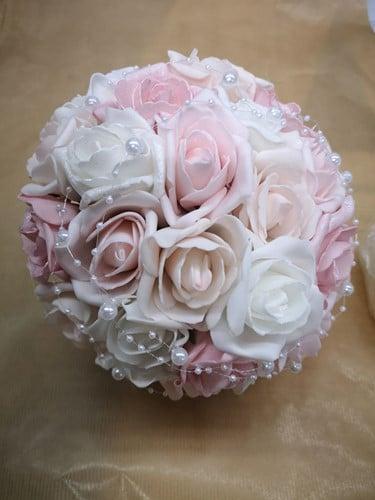Bruidsboeket Foamrozen Wit Pink+ CremeRoze +parelkett ALICE, Maison & Meubles, Accessoires pour la Maison | Plantes & Fleurs artificielles