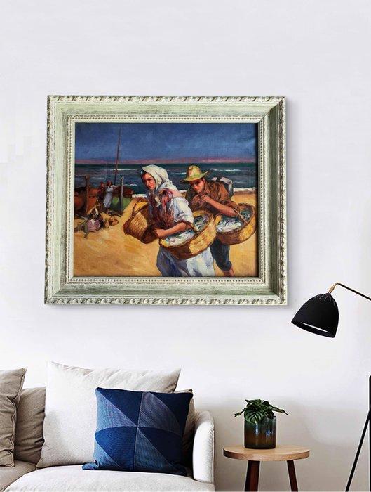 École valencienne (XIX-XX) - Scène de pêcheurs sur la plage, Antiek en Kunst, Kunst | Schilderijen | Klassiek