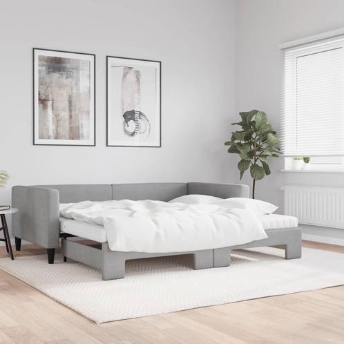vidaXL Slaapbank onderschuifbed matrassen 100x200 cm stof, Huis en Inrichting, Slaapkamer | Bedden, Nieuw, Verzenden