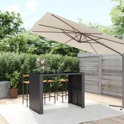 vidaXL Bartafel met glazen blad 145x80x110 cm poly rattan, Tuin en Terras, Tuintafels, Nieuw, Verzenden