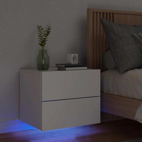 vidaXL Nachtkastje met LED-verlichting wandgemonteerd wit, Huis en Inrichting, Slaapkamer | Nachtkastjes, Nieuw, Verzenden