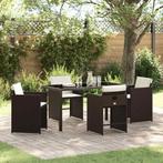 vidaXL Tuin Eettafel Set 5 pcs Bruin poly rattan, Tuin en Terras, Verzenden, Nieuw