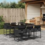 vidaXL 7-delige Tuinset met kussens poly rattan zwart, Verzenden, Nieuw, Tuinset