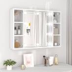 vidaXL Spiegelkast met LED-verlichting 76x15x55 cm wit, Verzenden, Nieuw