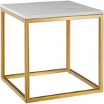 tectake Marmeren bijzettafel Alysia, vierkant - wit/goud, Verzenden, Nieuw