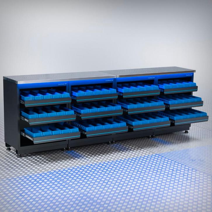 Datona Werkbank PREMIUM RVS werkblad met opbergbakken – 272, Doe-het-zelf en Bouw, Werkbanken, Ophalen of Verzenden